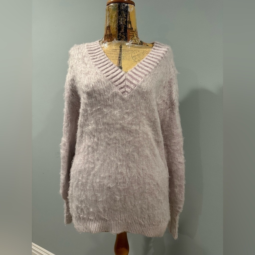 Express fuzzy purple oversized sweater